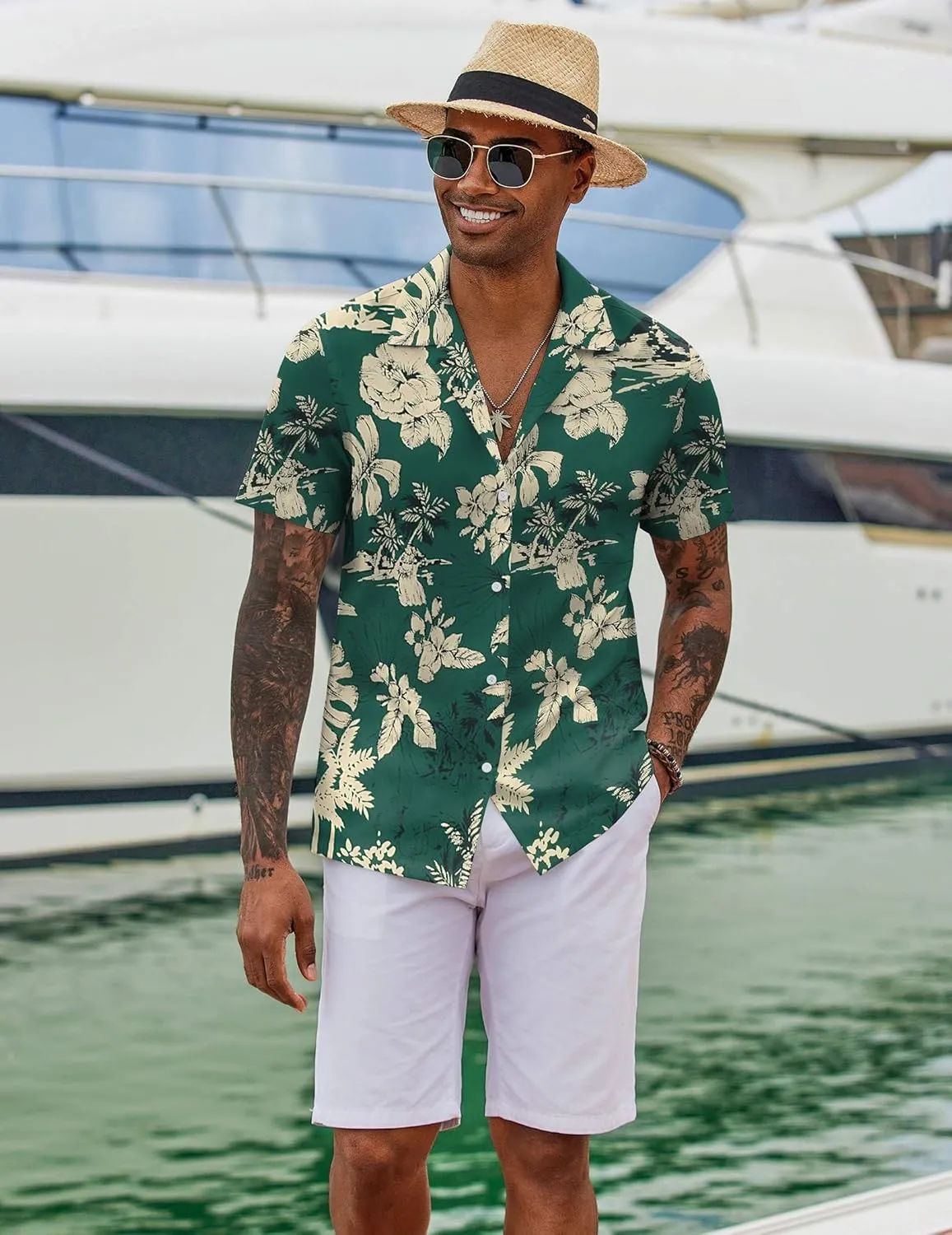 COOFANDY Hawaiian Shirts for Men Short Sleeve Casual Button Down Shirt Tropical Summer Beach Shirt