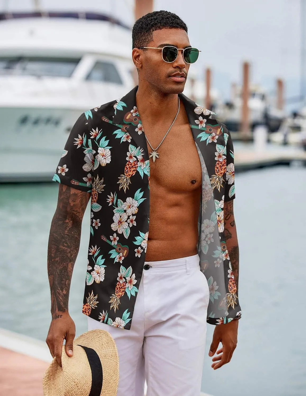COOFANDY Hawaiian Shirts for Men Short Sleeve Casual Button Down Shirt Tropical Summer Beach Shirt