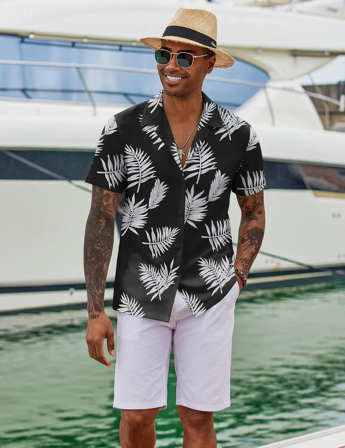 COOFANDY Hawaiian Shirts for Men Short Sleeve Casual Button Down Shirt Tropical Summer Beach Shirt
