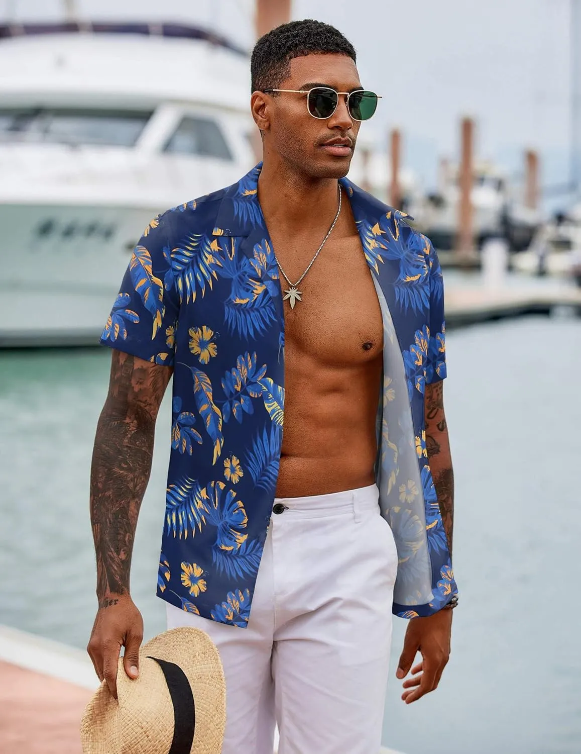 COOFANDY Hawaiian Shirts for Men Short Sleeve Casual Button Down Shirt Tropical Summer Beach Shirt