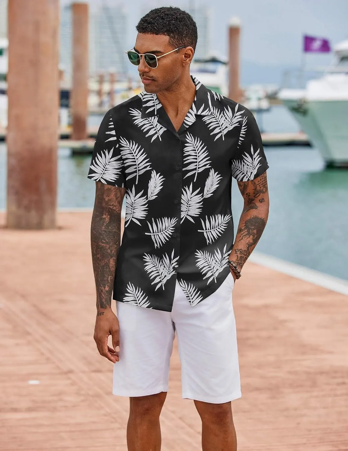 COOFANDY Hawaiian Shirts for Men Short Sleeve Casual Button Down Shirt Tropical Summer Beach Shirt