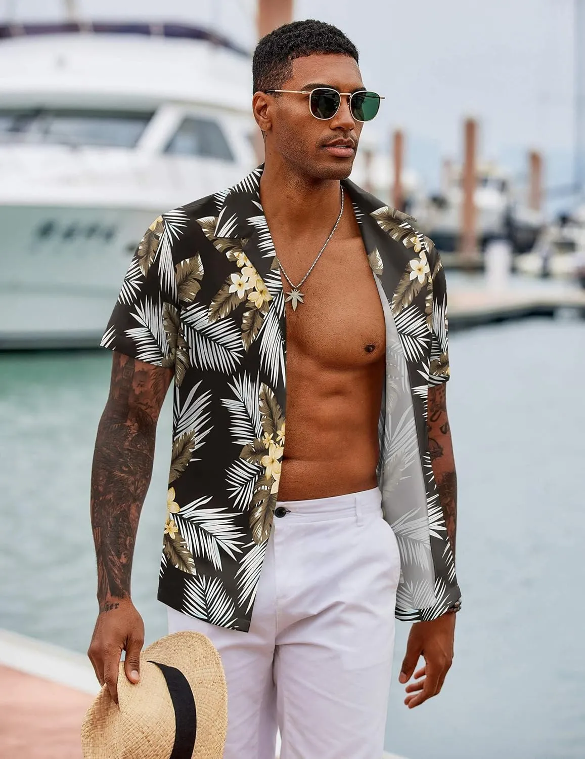 COOFANDY Hawaiian Shirts for Men Short Sleeve Casual Button Down Shirt Tropical Summer Beach Shirt