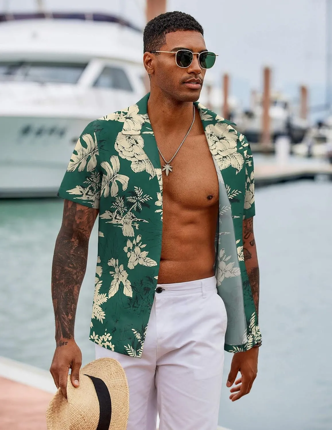 COOFANDY Hawaiian Shirts for Men Short Sleeve Casual Button Down Shirt Tropical Summer Beach Shirt