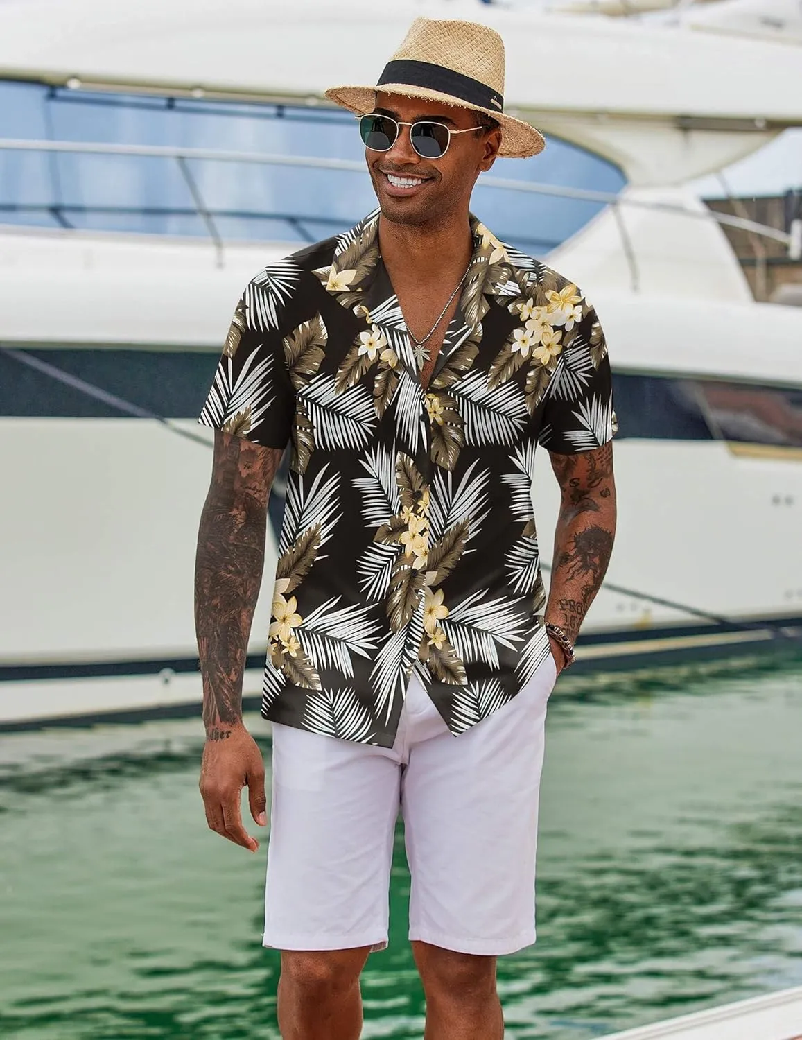 COOFANDY Hawaiian Shirts for Men Short Sleeve Casual Button Down Shirt Tropical Summer Beach Shirt