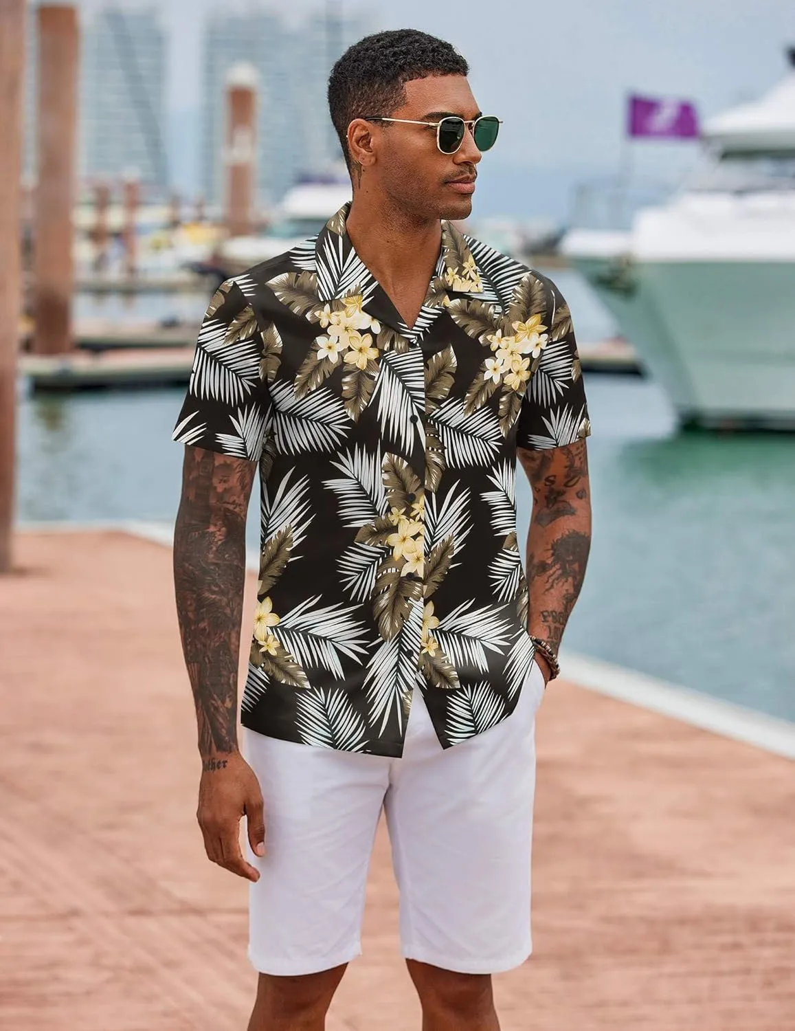 COOFANDY Hawaiian Shirts for Men Short Sleeve Casual Button Down Shirt Tropical Summer Beach Shirt