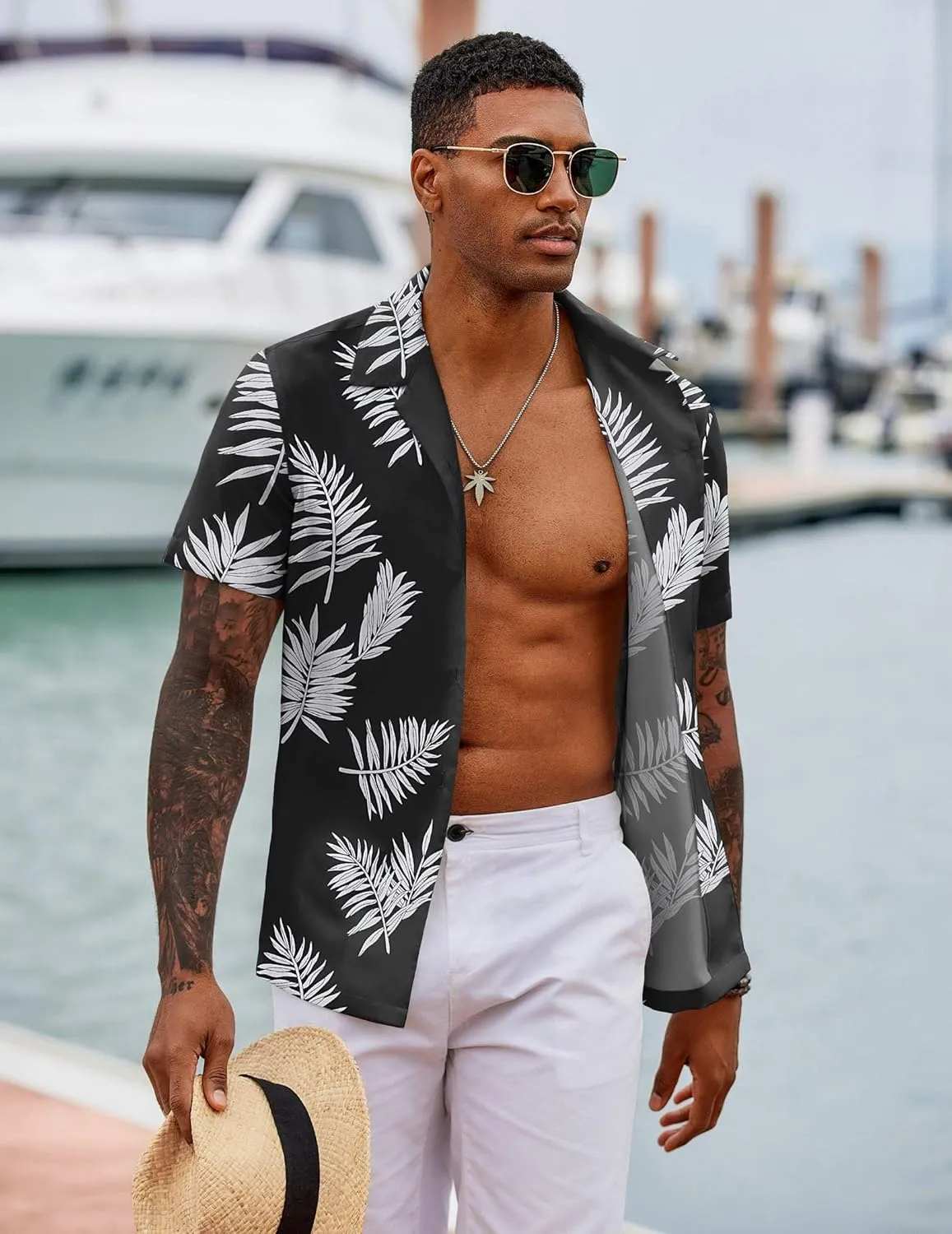 COOFANDY Hawaiian Shirts for Men Short Sleeve Casual Button Down Shirt Tropical Summer Beach Shirt