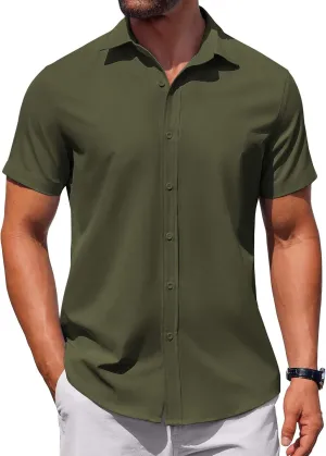 COOFANDY Men's Button Down Shirt Short Sleeve Casual Shirt for Men Summer Business Casual Dress Shirt