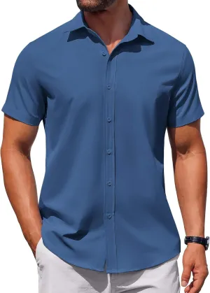 COOFANDY Men's Button Down Shirt Short Sleeve Casual Shirt for Men Summer Business Casual Dress Shirt