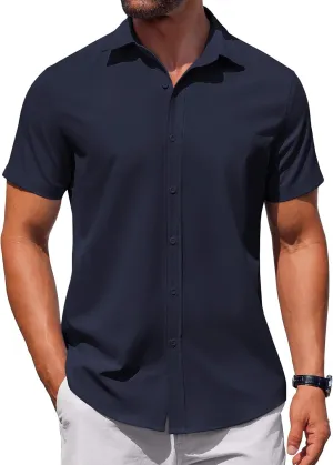 COOFANDY Men's Button Down Shirt Short Sleeve Casual Shirt for Men Summer Business Casual Dress Shirt