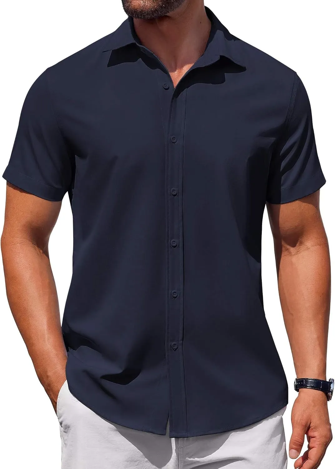 COOFANDY Men's Button Down Shirt Short Sleeve Casual Shirt for Men Summer Business Casual Dress Shirt