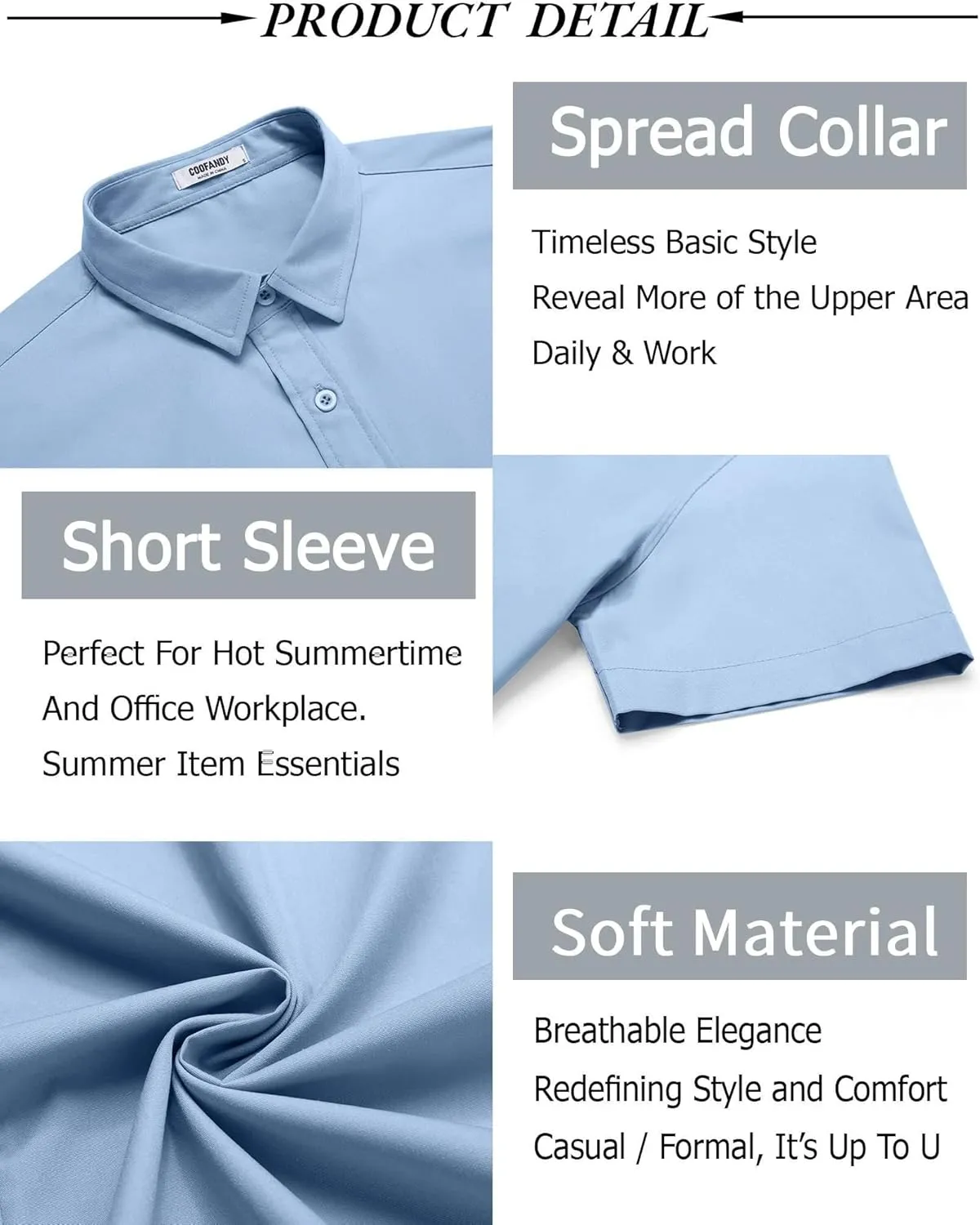 COOFANDY Men's Button Down Shirt Short Sleeve Casual Shirt for Men Summer Business Casual Dress Shirt