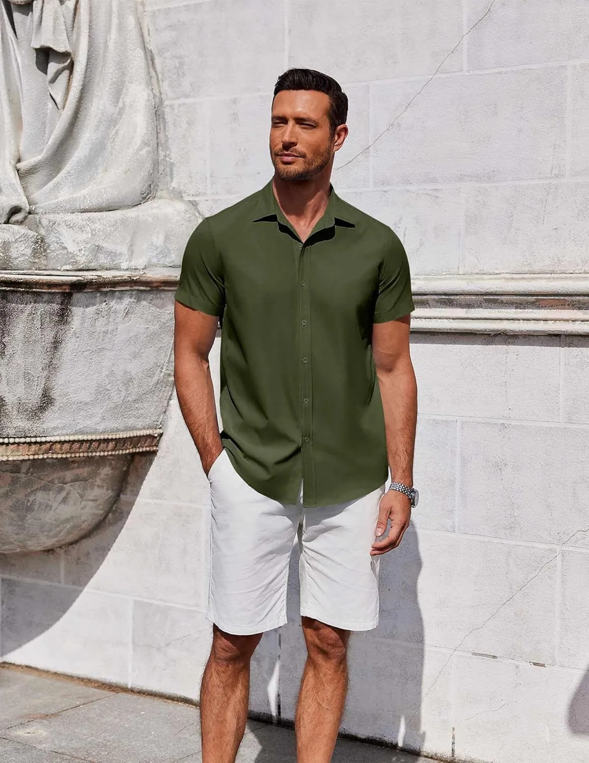 COOFANDY Men's Button Down Shirt Short Sleeve Casual Shirt for Men Summer Business Casual Dress Shirt
