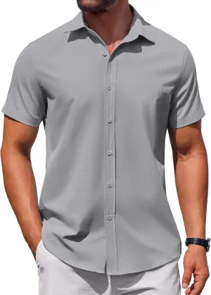 COOFANDY Men's Button Down Shirt Short Sleeve Casual Shirt for Men Summer Business Casual Dress Shirt