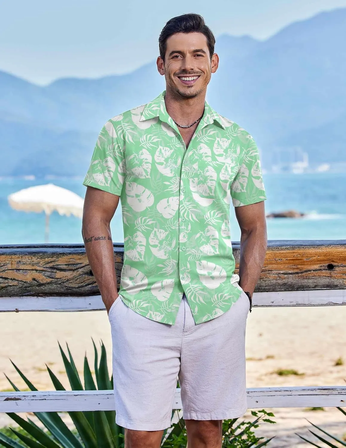 COOFANDY Men's Hawaiian Shirt Short Sleeve Casual Button Down Tropical Summer Beach Aloha Shirts