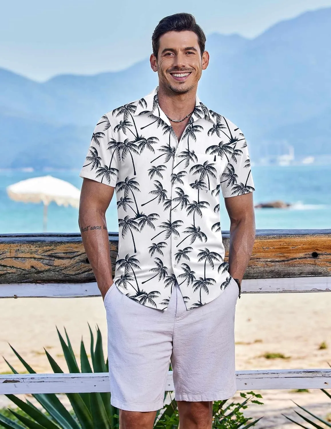 COOFANDY Men's Hawaiian Shirt Short Sleeve Casual Button Down Tropical Summer Beach Aloha Shirts