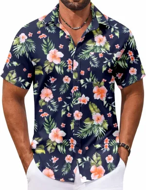 COOFANDY Men's Hawaiian Shirt Short Sleeve Casual Button Down Tropical Summer Beach Aloha Shirts