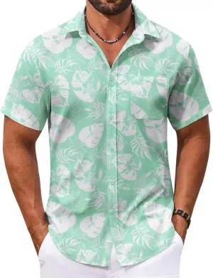 COOFANDY Men's Hawaiian Shirt Short Sleeve Casual Button Down Tropical Summer Beach Aloha Shirts