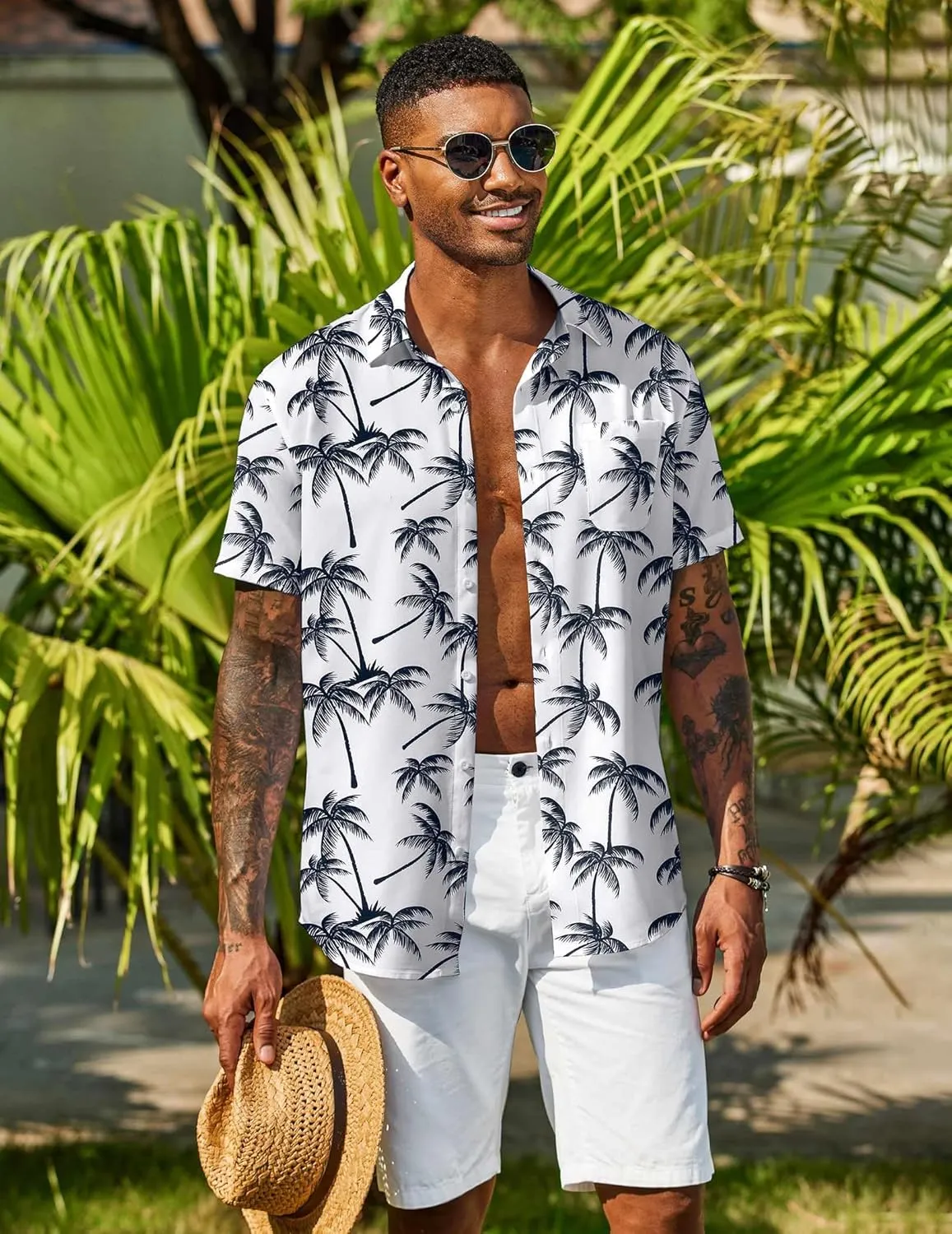 COOFANDY Men's Hawaiian Shirt Short Sleeve Casual Button Down Tropical Summer Beach Aloha Shirts