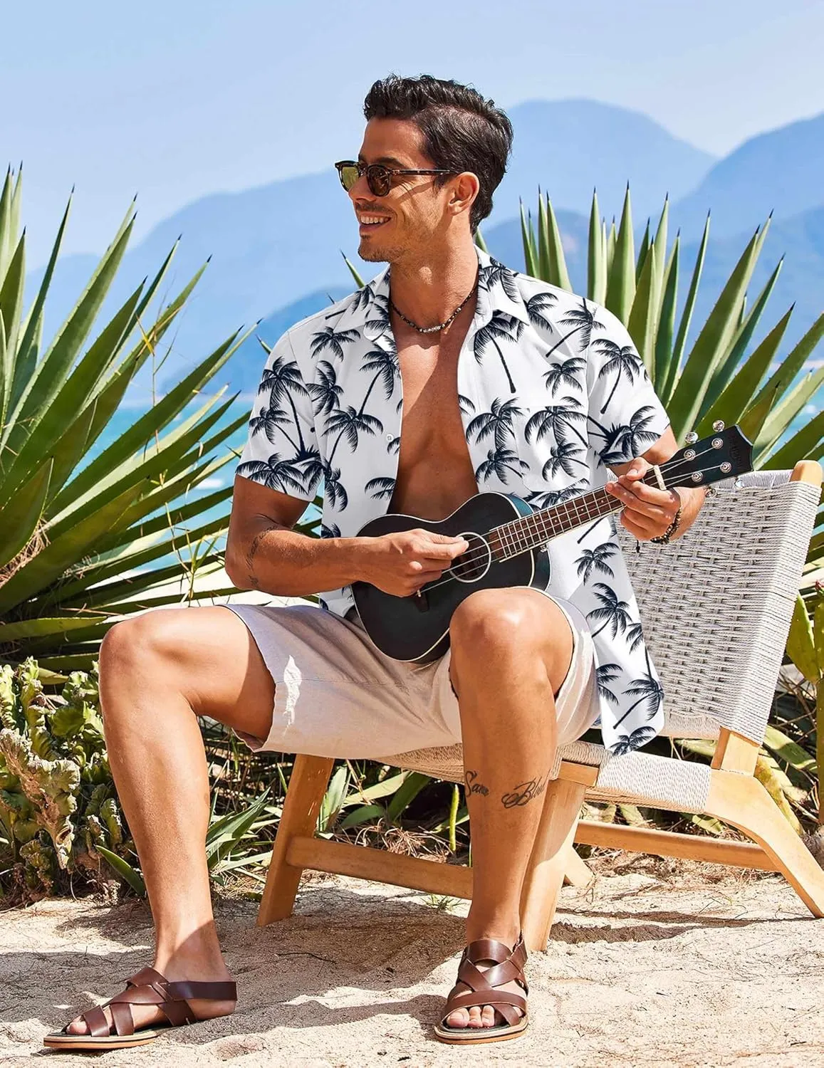 COOFANDY Men's Hawaiian Shirt Short Sleeve Casual Button Down Tropical Summer Beach Aloha Shirts