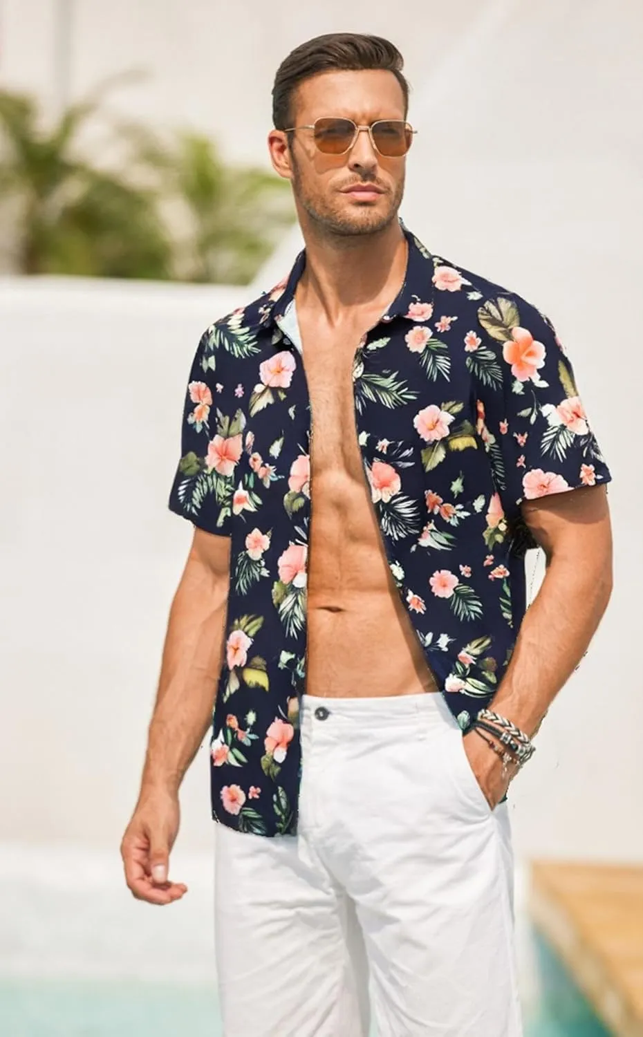 COOFANDY Men's Hawaiian Shirt Short Sleeve Casual Button Down Tropical Summer Beach Aloha Shirts