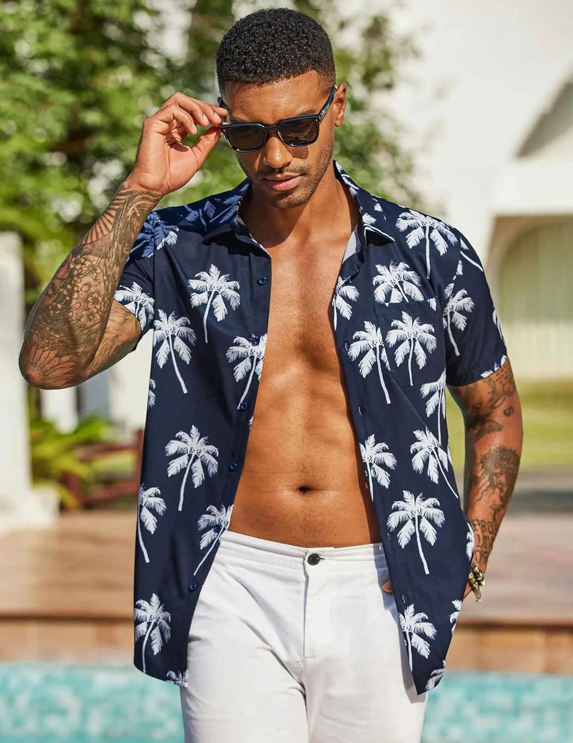 COOFANDY Men's Hawaiian Shirt Short Sleeve Casual Button Down Tropical Summer Beach Aloha Shirts