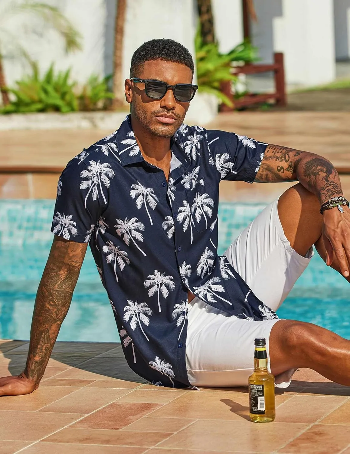 COOFANDY Men's Hawaiian Shirt Short Sleeve Casual Button Down Tropical Summer Beach Aloha Shirts