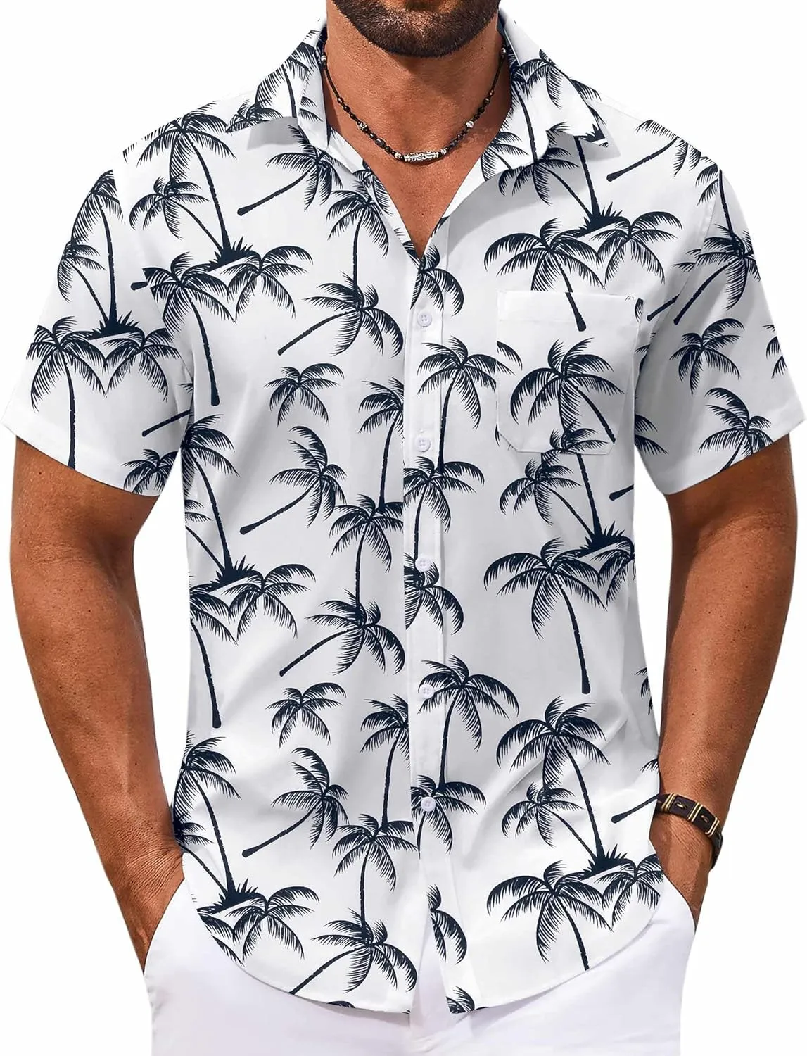 COOFANDY Men's Hawaiian Shirt Short Sleeve Casual Button Down Tropical Summer Beach Aloha Shirts