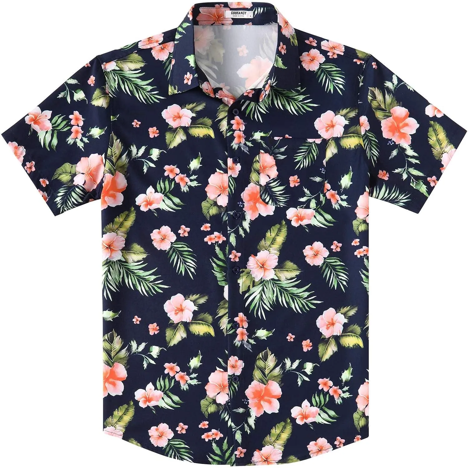COOFANDY Men's Hawaiian Shirt Short Sleeve Casual Button Down Tropical Summer Beach Aloha Shirts