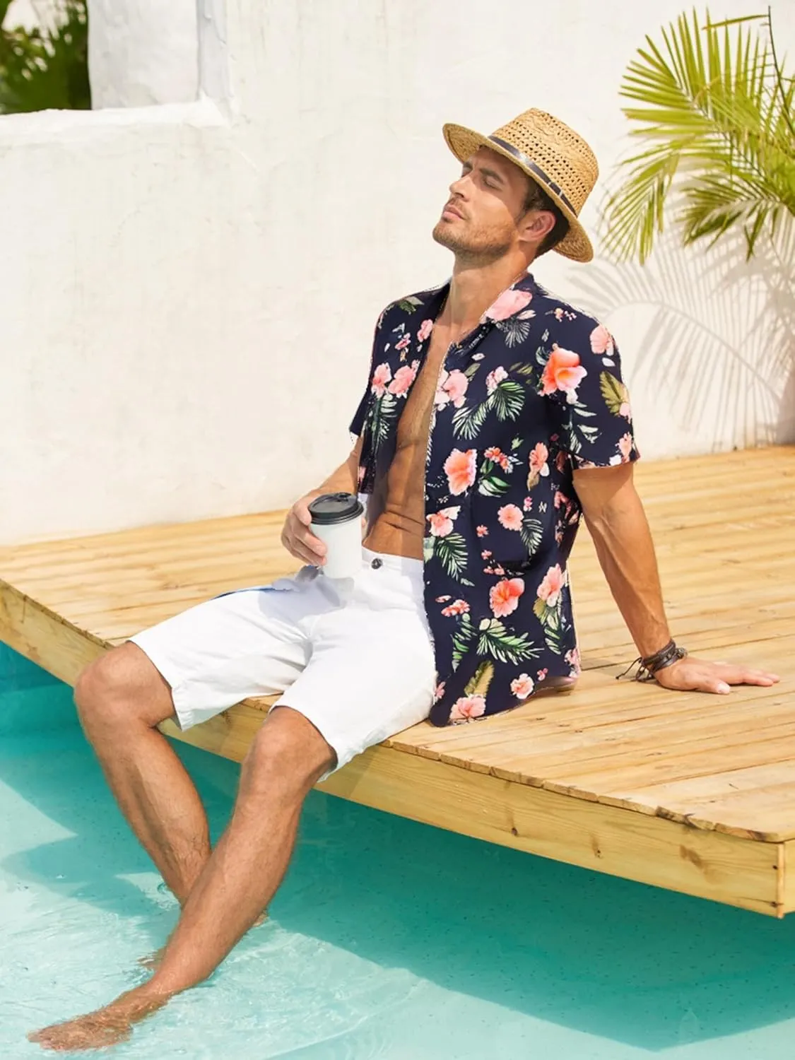 COOFANDY Men's Hawaiian Shirt Short Sleeve Casual Button Down Tropical Summer Beach Aloha Shirts