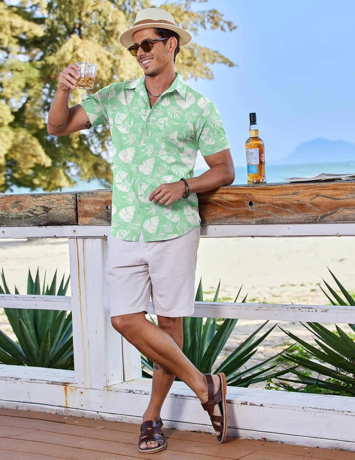 COOFANDY Men's Hawaiian Shirt Short Sleeve Casual Button Down Tropical Summer Beach Aloha Shirts