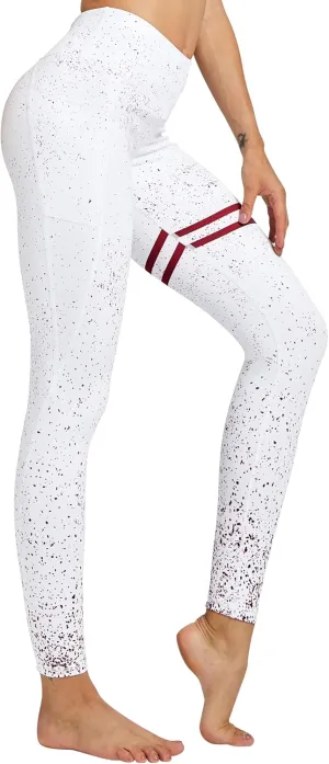 COOLOMG Women Leggings Breast Cancer Awareness Yoga Pants Pink Ribbon Tights with Side Pockets