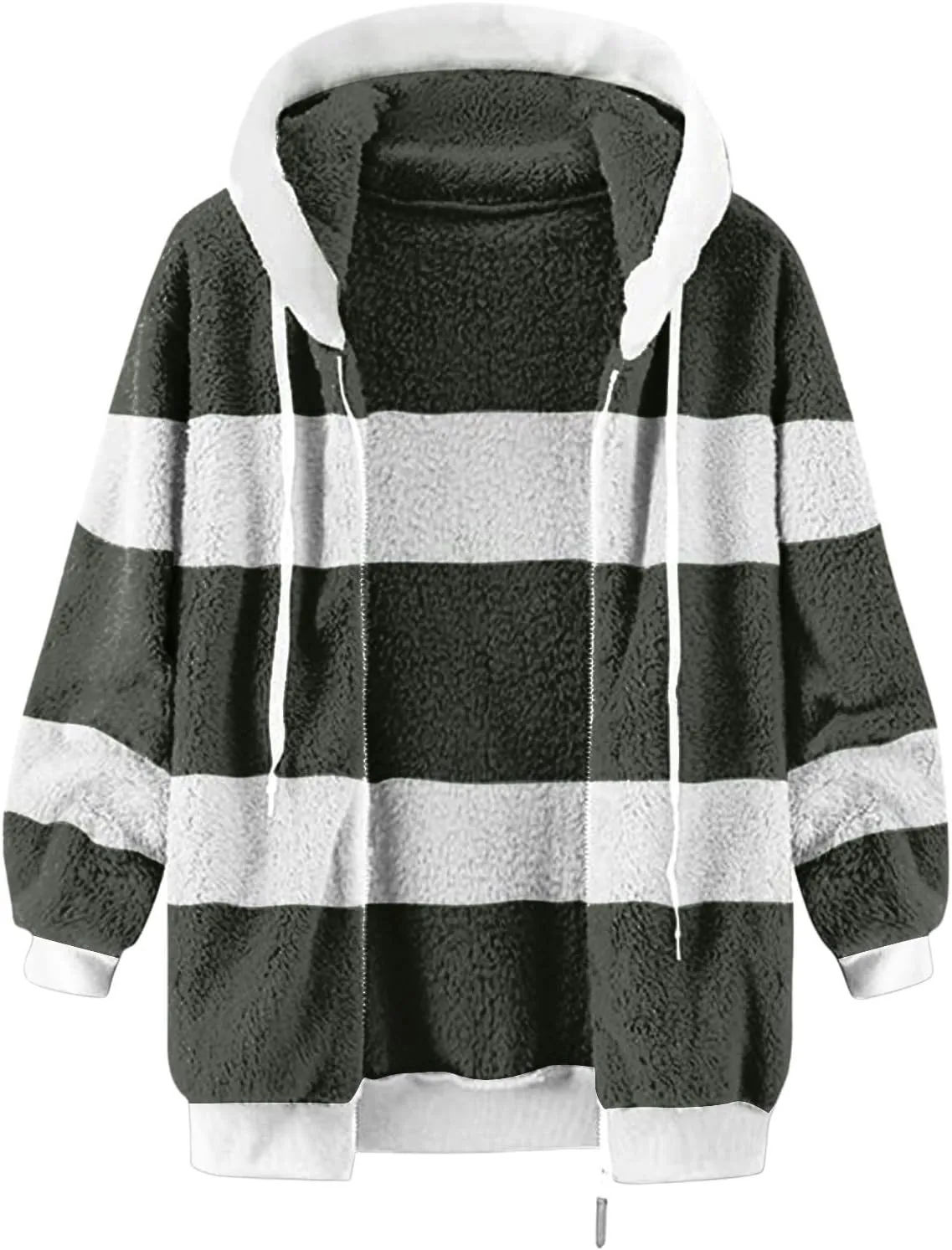COTECRAM Winter Coats for Women 2023 Casual Plus Size Fleece Jacket Color Block Zip Up Hoodies Coat Outwear with Pockets