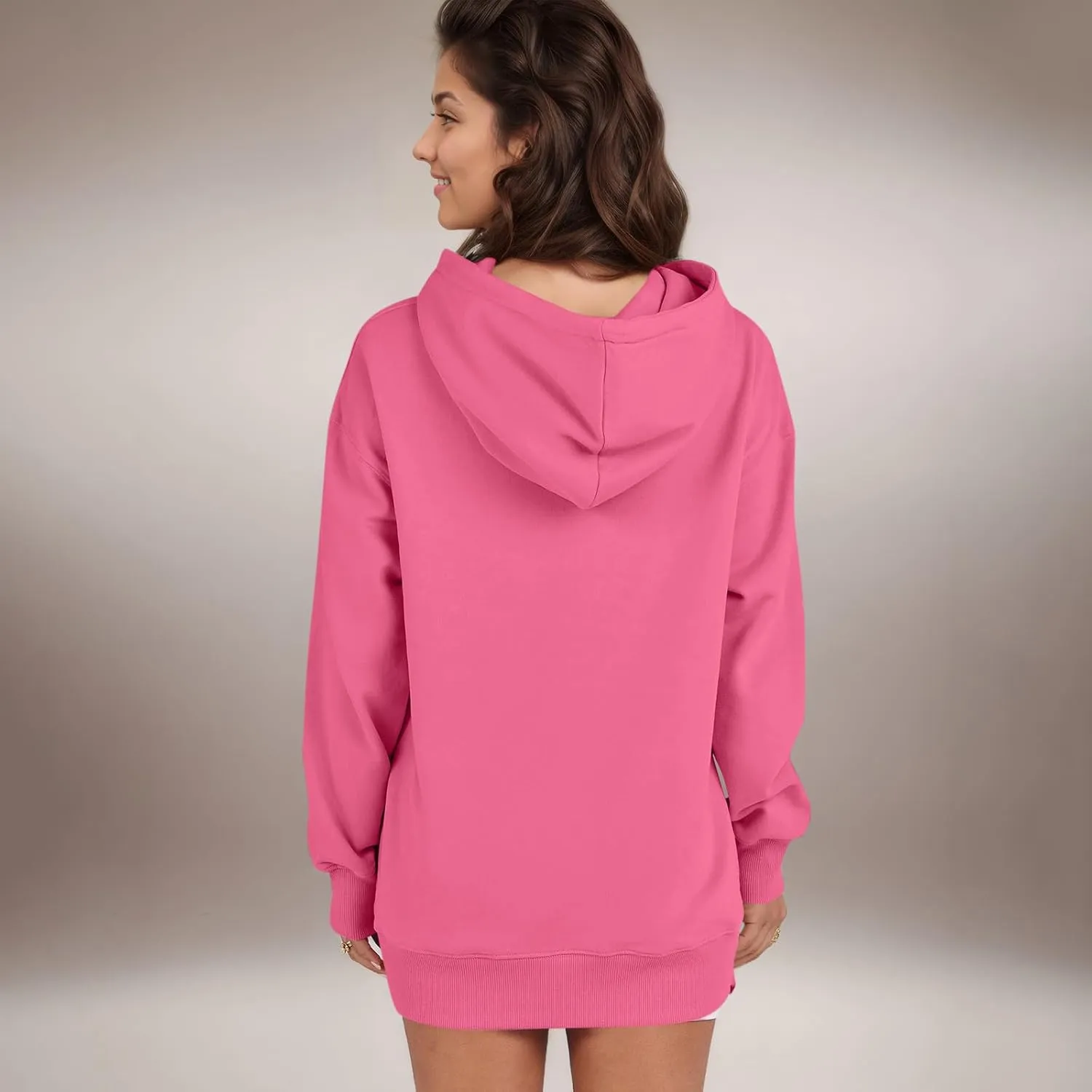 COTECRAM Women Oversized Hoodies Side Zipper Casual Sweatshirts Lightweight Tunic Pullover 2024 Fall Long Sleeve Shirts