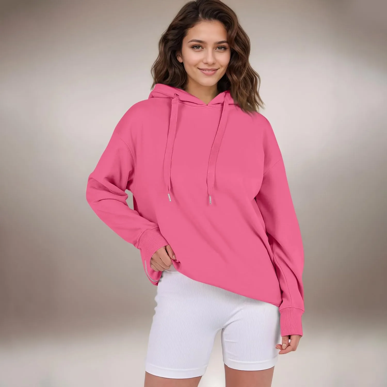 COTECRAM Women Oversized Hoodies Side Zipper Casual Sweatshirts Lightweight Tunic Pullover 2024 Fall Long Sleeve Shirts