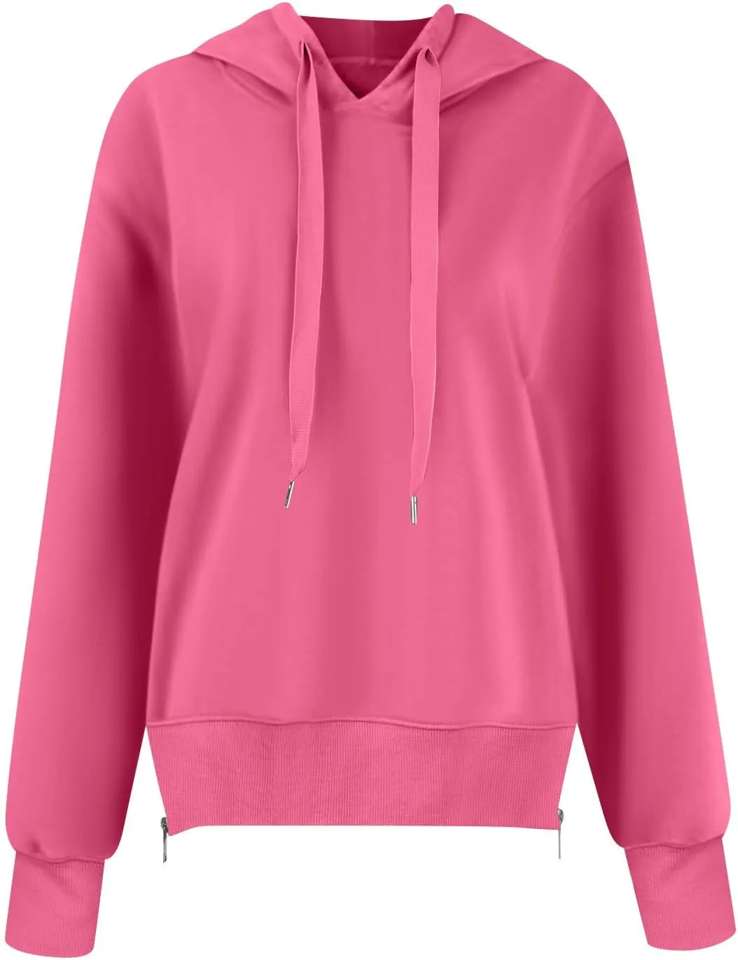 COTECRAM Women Oversized Hoodies Side Zipper Casual Sweatshirts Lightweight Tunic Pullover 2024 Fall Long Sleeve Shirts