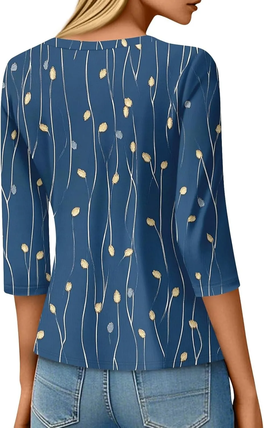 COTECRAM Womens Casual 3/4 Lenght Sleeve Tops Trendy Loose Shirts Crewneck Printed Cute Blouse Graphic Tees Tunics
