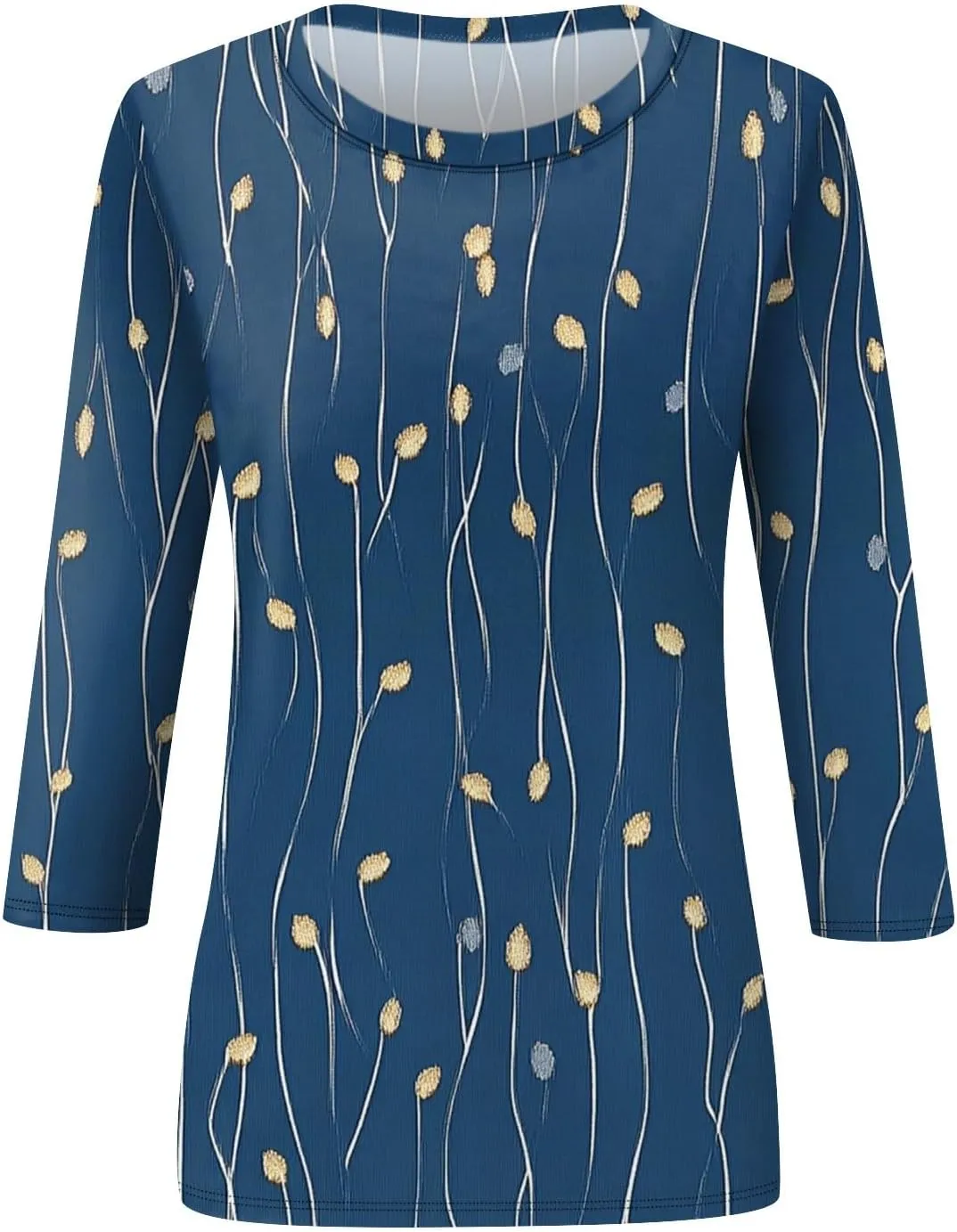 COTECRAM Womens Casual 3/4 Lenght Sleeve Tops Trendy Loose Shirts Crewneck Printed Cute Blouse Graphic Tees Tunics