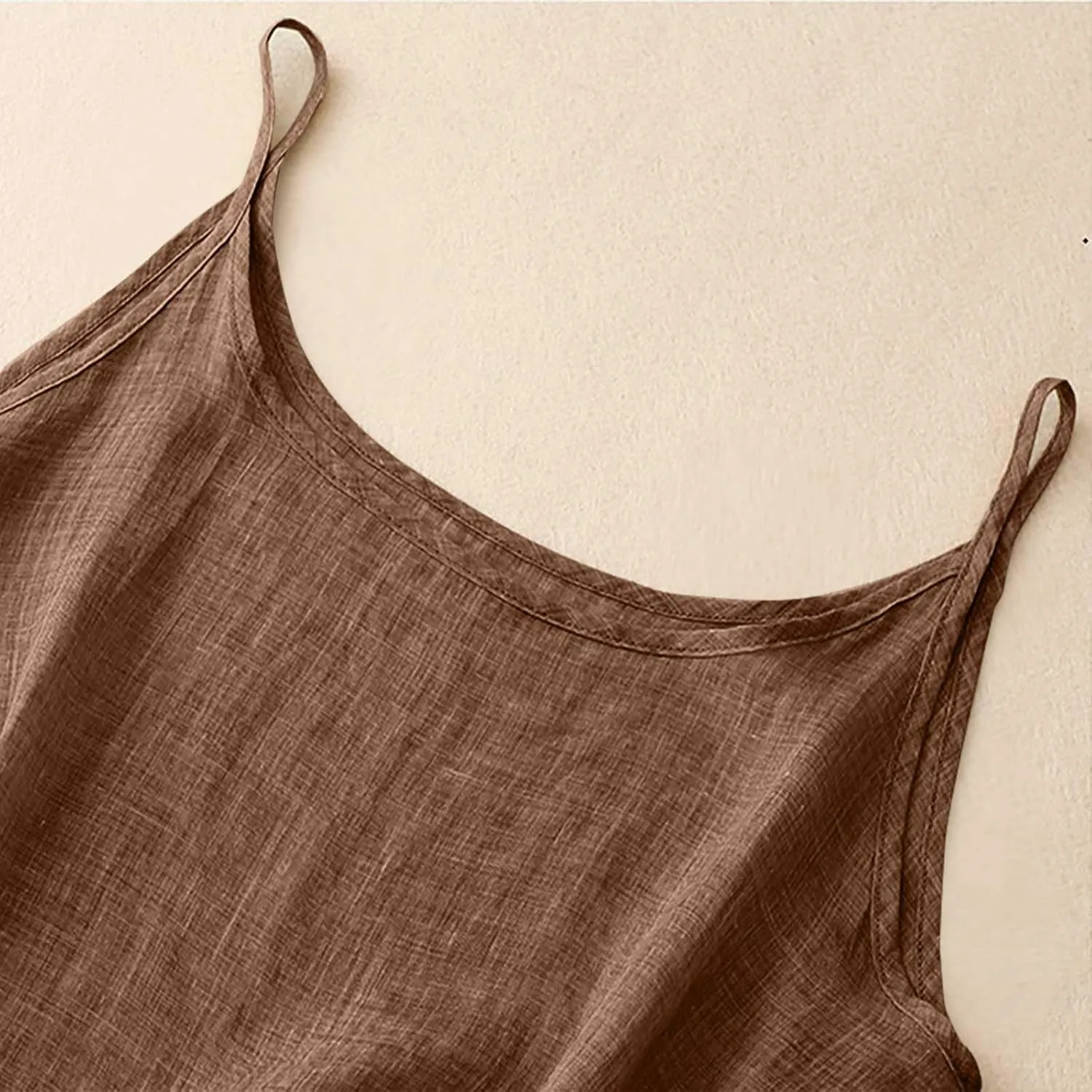Cotton Linen Camisole Tops for Women Spaghetti Strap Loose Fit Tank Top Cami Summer Casual Sleeveless Gauze Shirts