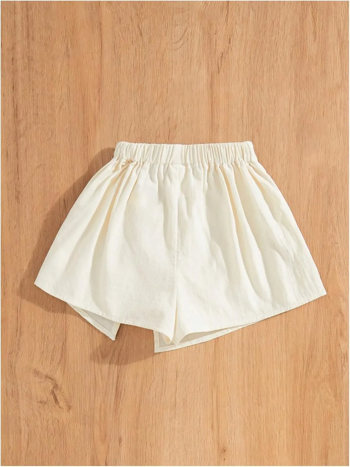 COZYEASE Girl's Wrap Knot Front Asymmetrical Skorts Elastic Waist Casual Linen Shorts Skirts