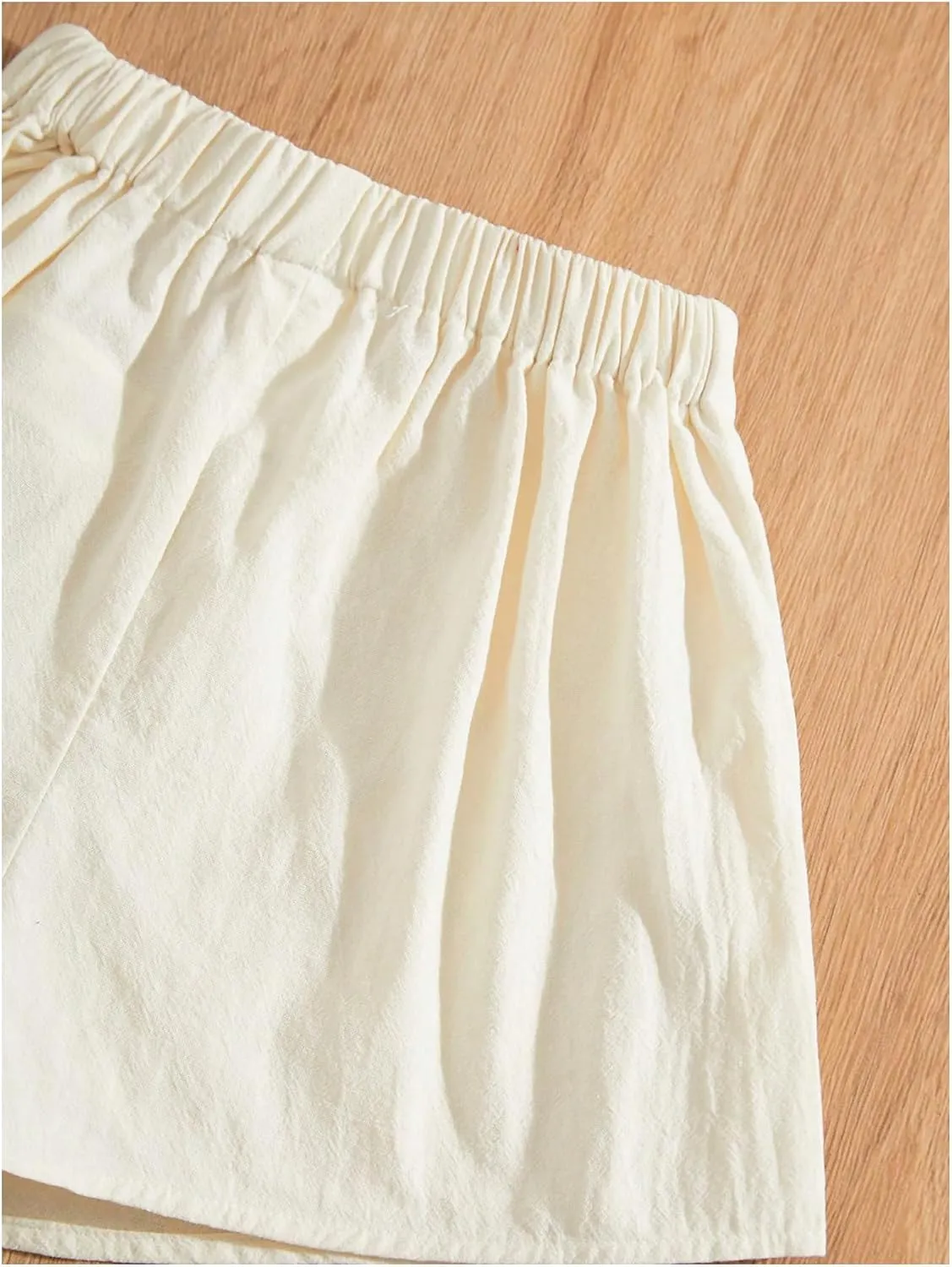 COZYEASE Girl's Wrap Knot Front Asymmetrical Skorts Elastic Waist Casual Linen Shorts Skirts