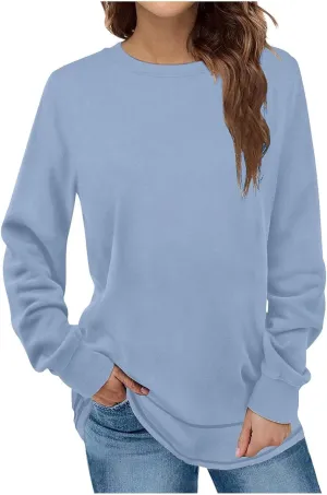 Crewneck Sweatshirts Women Long Sleeve Oversized Sweatshirt Casual Sweaters for Trendy Solid Pullover Sweatshirt