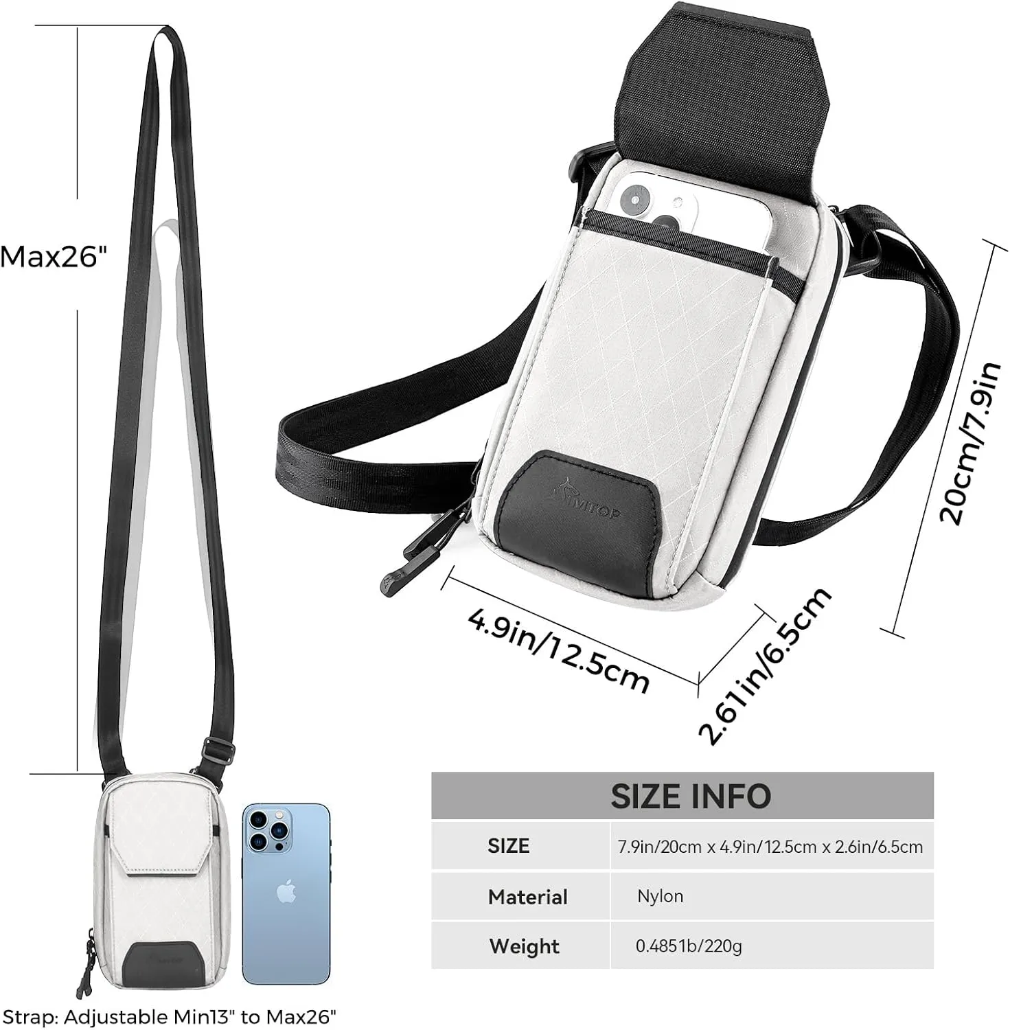 Crossbody Bags for Women Cell Phone Crossbody Wallet Purses Nylon Diamond Quilted Fabric Shoulder Strap Waterproof Zipper