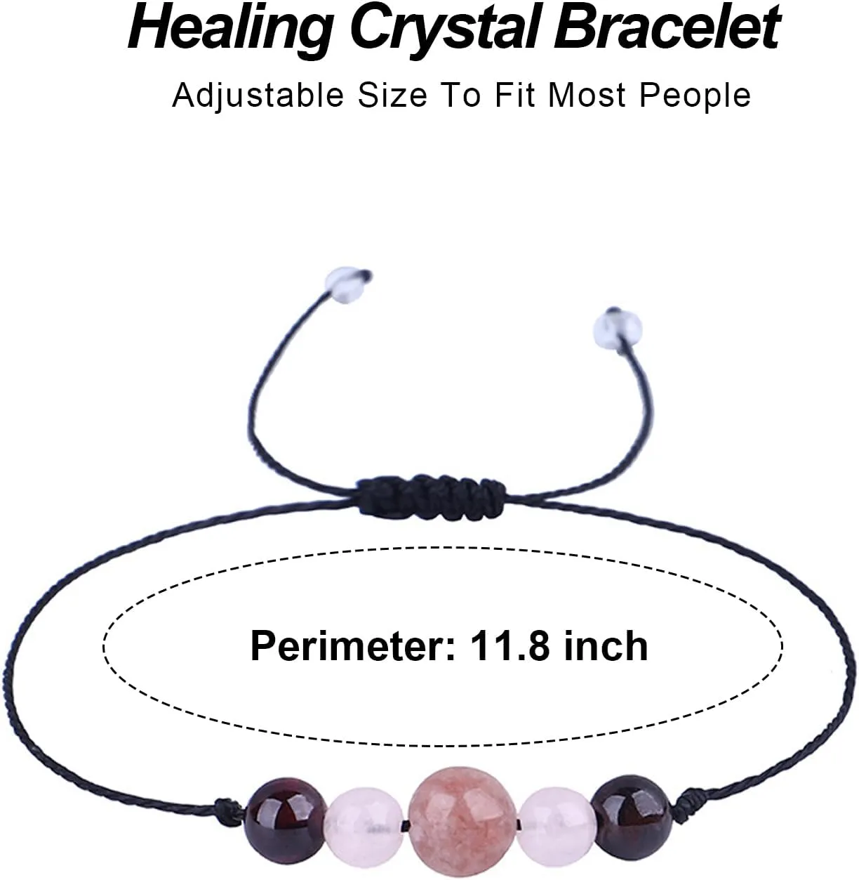 Crystal Bracelet, Healing Spiritual Crystal Bead Bracelet with Wish Card for Women Anxiety Relief Natural Gemstone Bracelet Protection Jewelry Gift (Stress5)