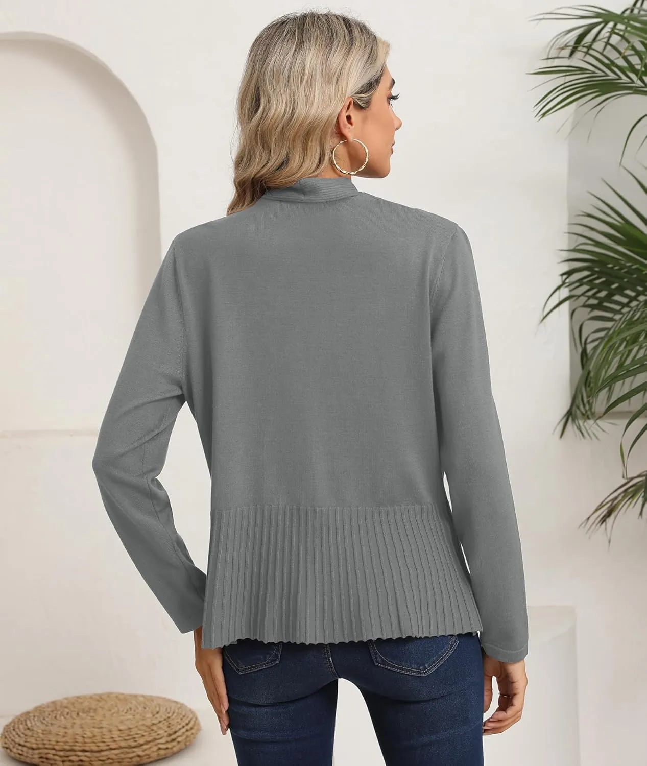 CZYINXIAN Women's Casual Long Sleeves Cropped Cardigan Trendy Open Front Knit Cardigans Outwear