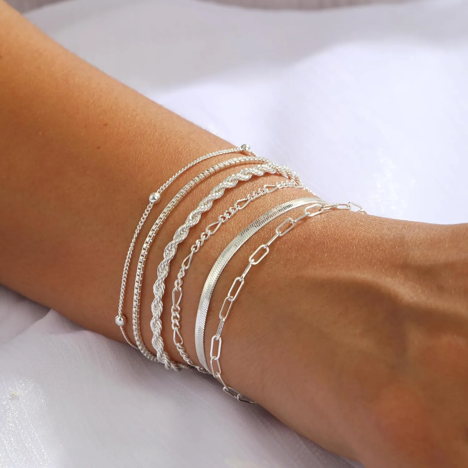 Dainty 14K Gold Bracelets for Women - Waterproof Stackable Gold Bracelet Set - Perfect for Stylish Women