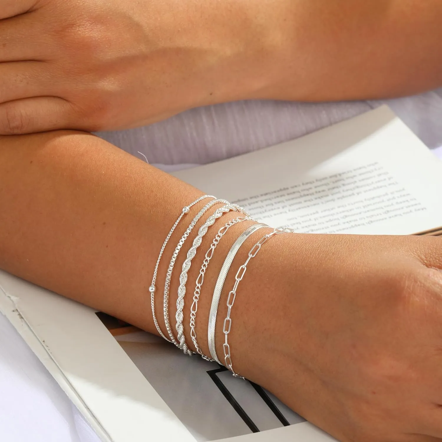 Dainty 14K Gold Bracelets for Women - Waterproof Stackable Gold Bracelet Set - Perfect for Stylish Women