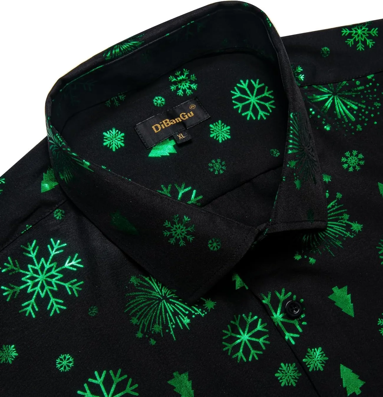 DiBanGu Christmas Shirts for Men Holiday Button Down Snowflake Dress Shirts Xmas Festival Long Sleeve Shirt for Vacation