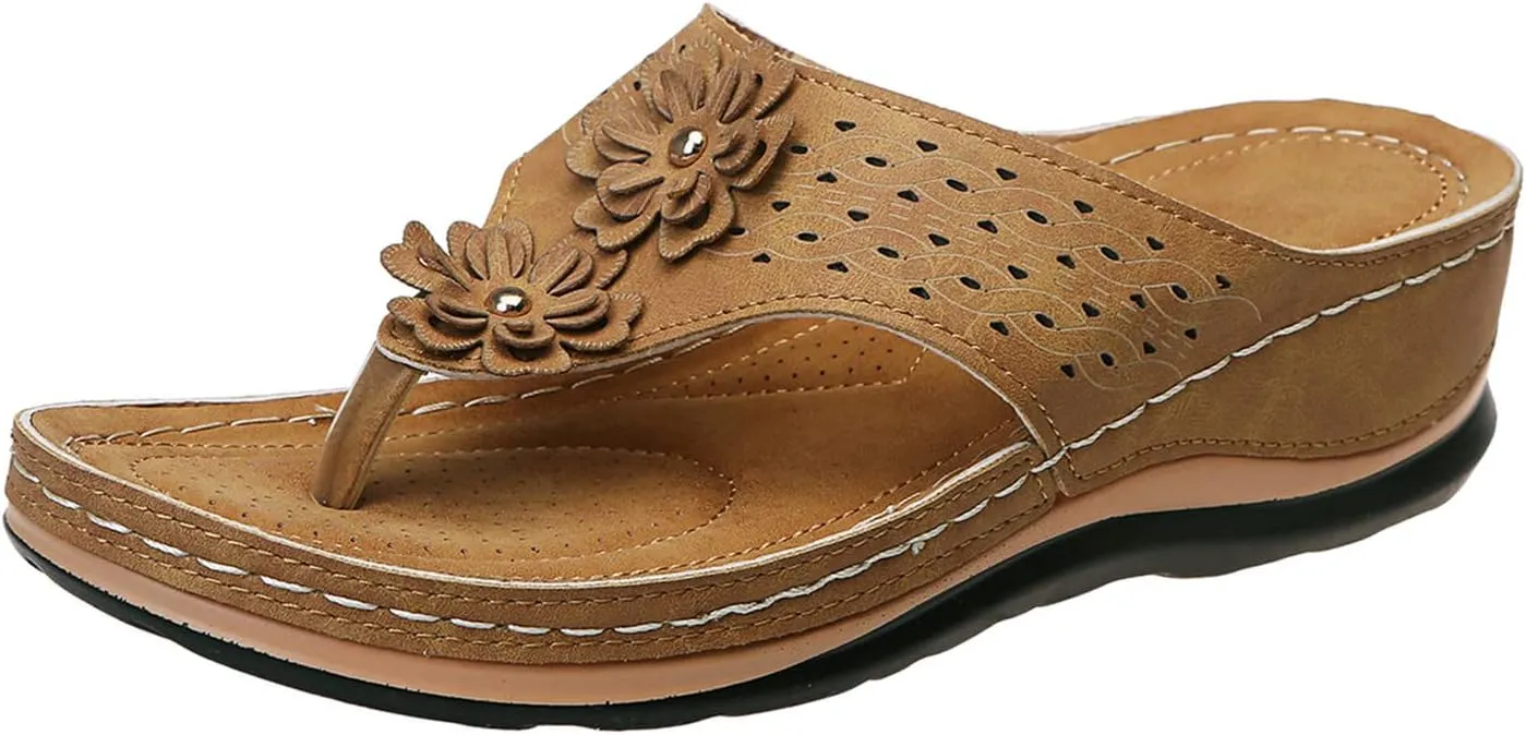 Eduavar Sandals for Women Dressy, Orthopedic Sandals for Women Walking Slippers Anti-Slip Sandal Slip On Flip Flops