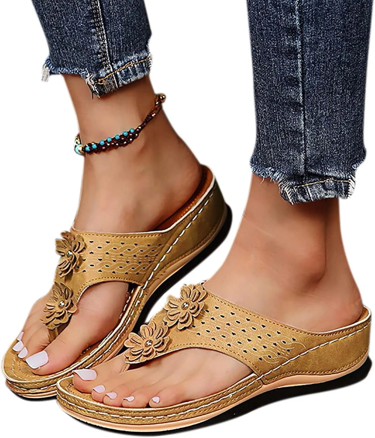 Eduavar Sandals for Women Dressy, Orthopedic Sandals for Women Walking Slippers Anti-Slip Sandal Slip On Flip Flops
