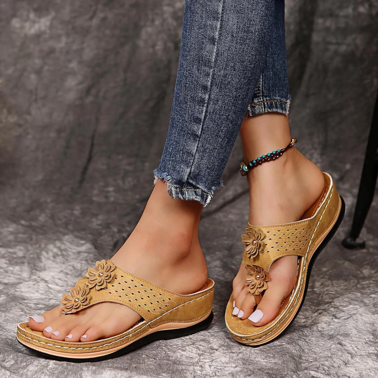 Eduavar Sandals for Women Dressy, Orthopedic Sandals for Women Walking Slippers Anti-Slip Sandal Slip On Flip Flops